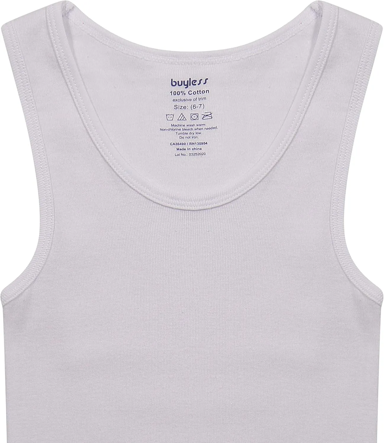 Buyless Fashion Boys Scoop Neck Tagless Undershirts Soft Cotton Tank Top (6 Pack)