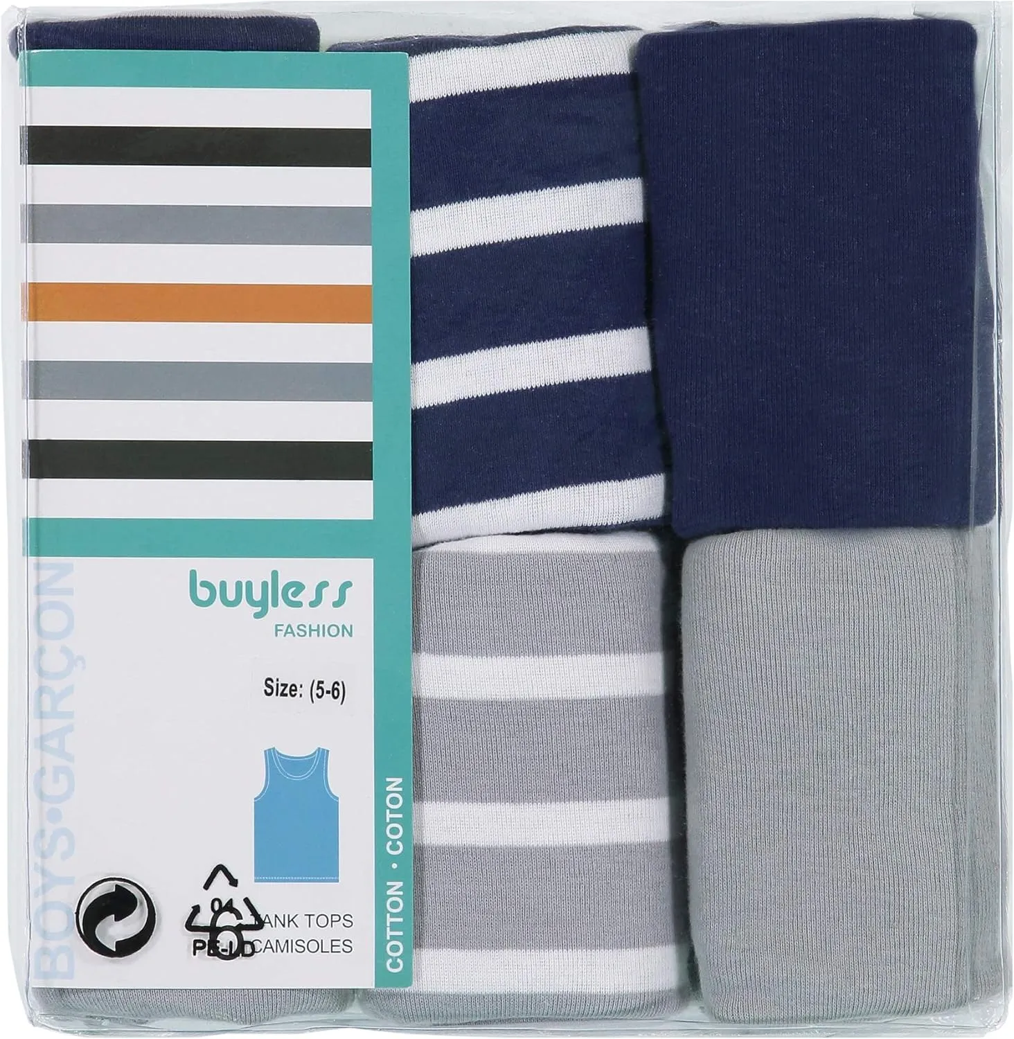 Buyless Fashion Boys Scoop Neck Tagless Undershirts Soft Cotton Tank Top (6 Pack)