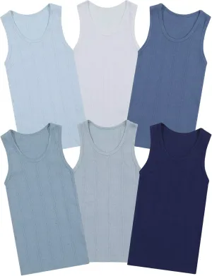Buyless Fashion Boys Scoop Neck Tagless Undershirts Soft Cotton Tank Top (6 Pack)