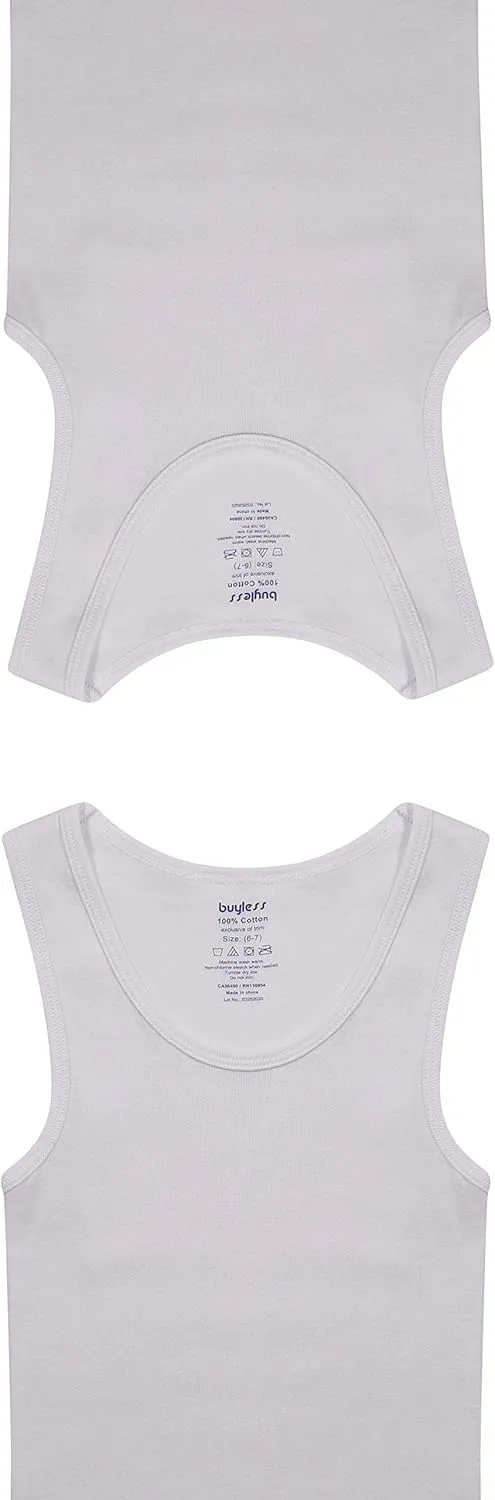 Buyless Fashion Boys Scoop Neck Tagless Undershirts Soft Cotton Tank Top (6 Pack)