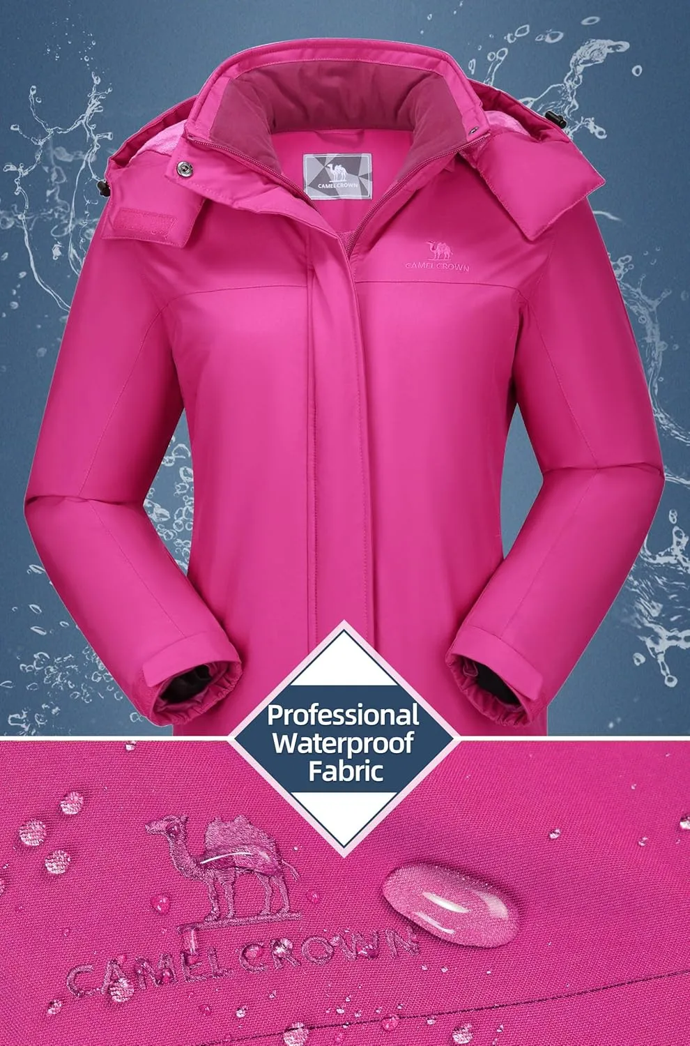 CAMEL CROWN Women's Ski Jacket Winter Snow Coat Warm Fleece Mountain Waterproof Female Jacket Snowboarding jackets