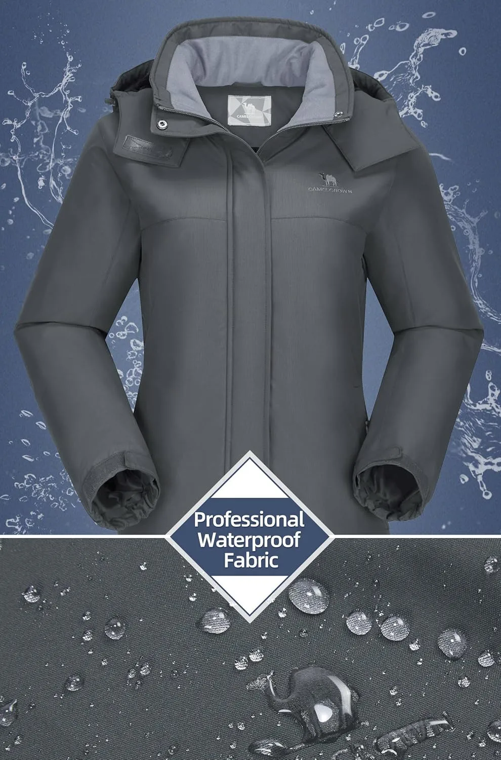 CAMEL CROWN Women's Ski Jacket Winter Snow Coat Warm Fleece Mountain Waterproof Female Jacket Snowboarding jackets