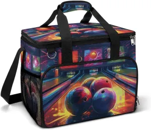 Camping Cooler Bag, Bowling Balls Print Travel Picnic Bag Large Capacity Cooler Portable Cooler Bag All-Purpose Cooler, style