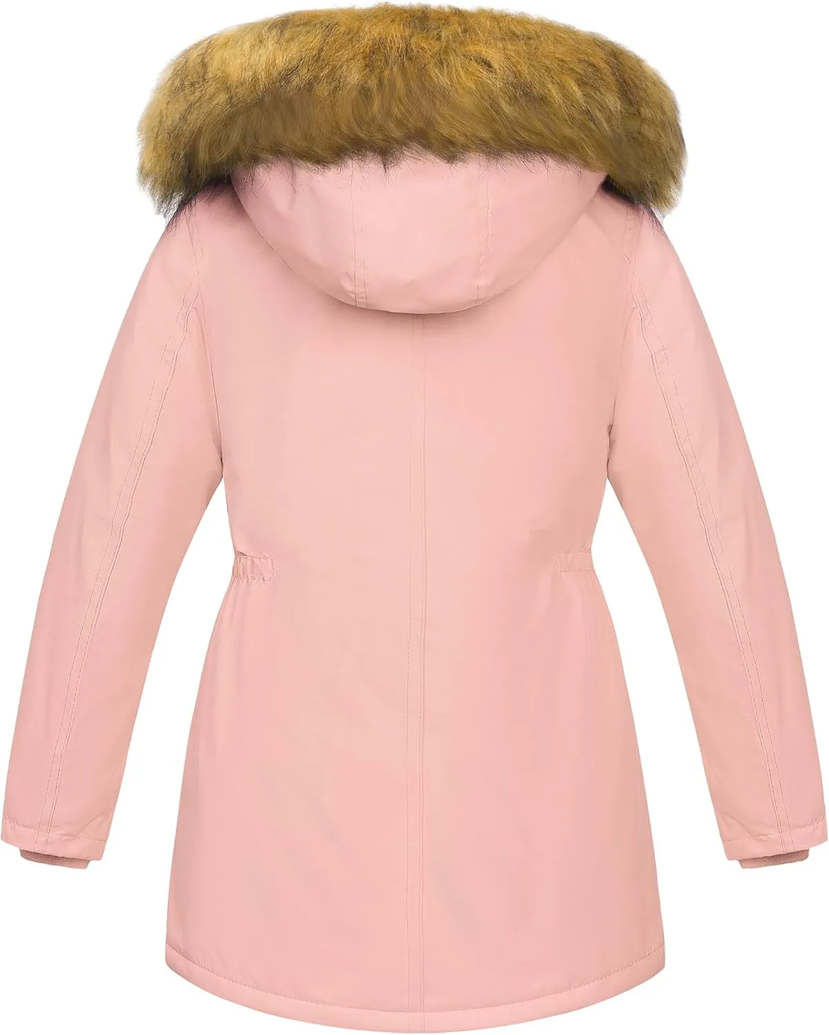 CREATMO US Girl's Sherpa Long Winter Coat Thicken Warm Parka Durable Waterproof Puffer Ski Jacket