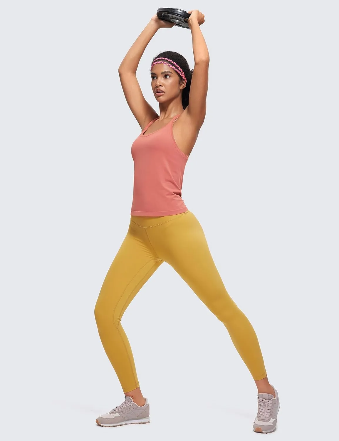 CRZ YOGA Seamless Racerback Workout Tank Tops for Women Athletic Sleeveless Scoop Neck Running Yoga Shirts