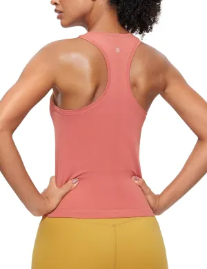 CRZ YOGA Seamless Racerback Workout Tank Tops for Women Athletic Sleeveless Scoop Neck Running Yoga Shirts
