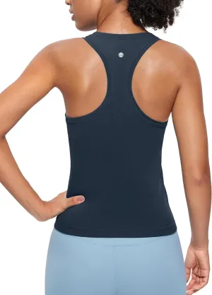 CRZ YOGA Seamless Racerback Workout Tank Tops for Women Athletic Sleeveless Scoop Neck Running Yoga Shirts