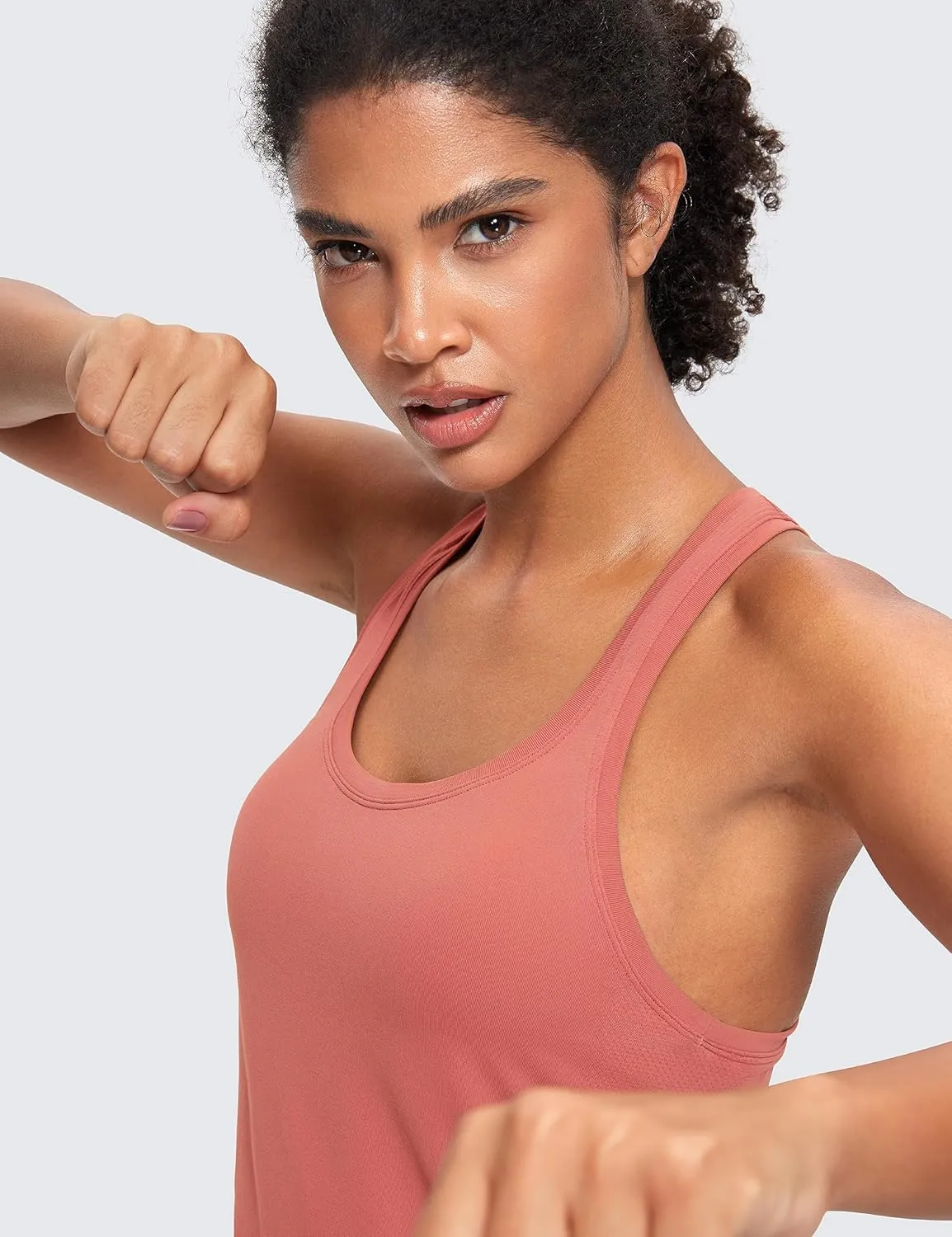 CRZ YOGA Seamless Racerback Workout Tank Tops for Women Athletic Sleeveless Scoop Neck Running Yoga Shirts
