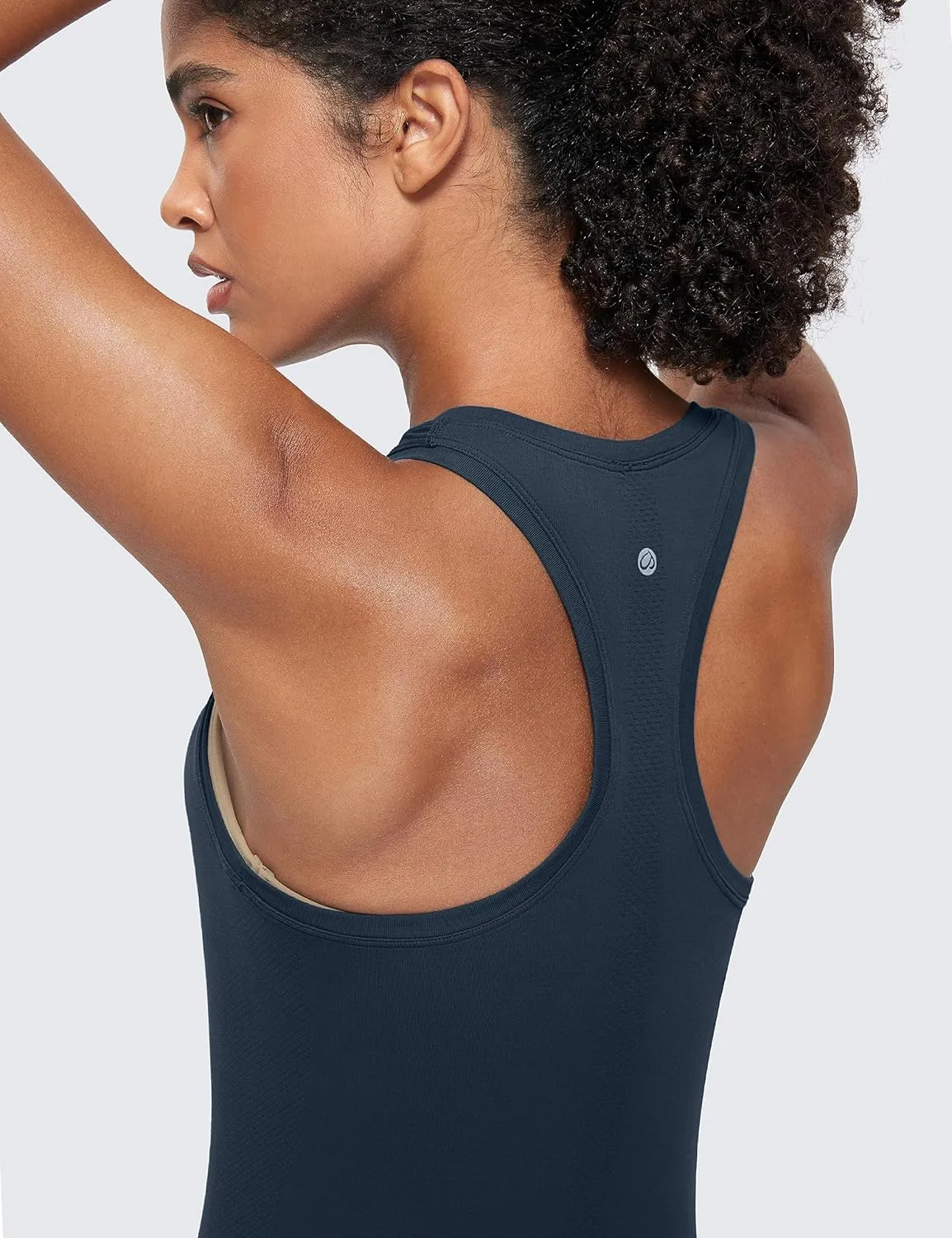 CRZ YOGA Seamless Racerback Workout Tank Tops for Women Athletic Sleeveless Scoop Neck Running Yoga Shirts