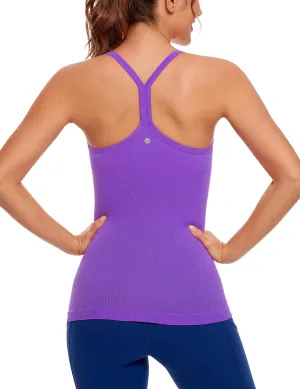 CRZ YOGA Seamless Workout Tank Tops for Women Racerback Athletic Camisole Sports Shirts with Built in Bra