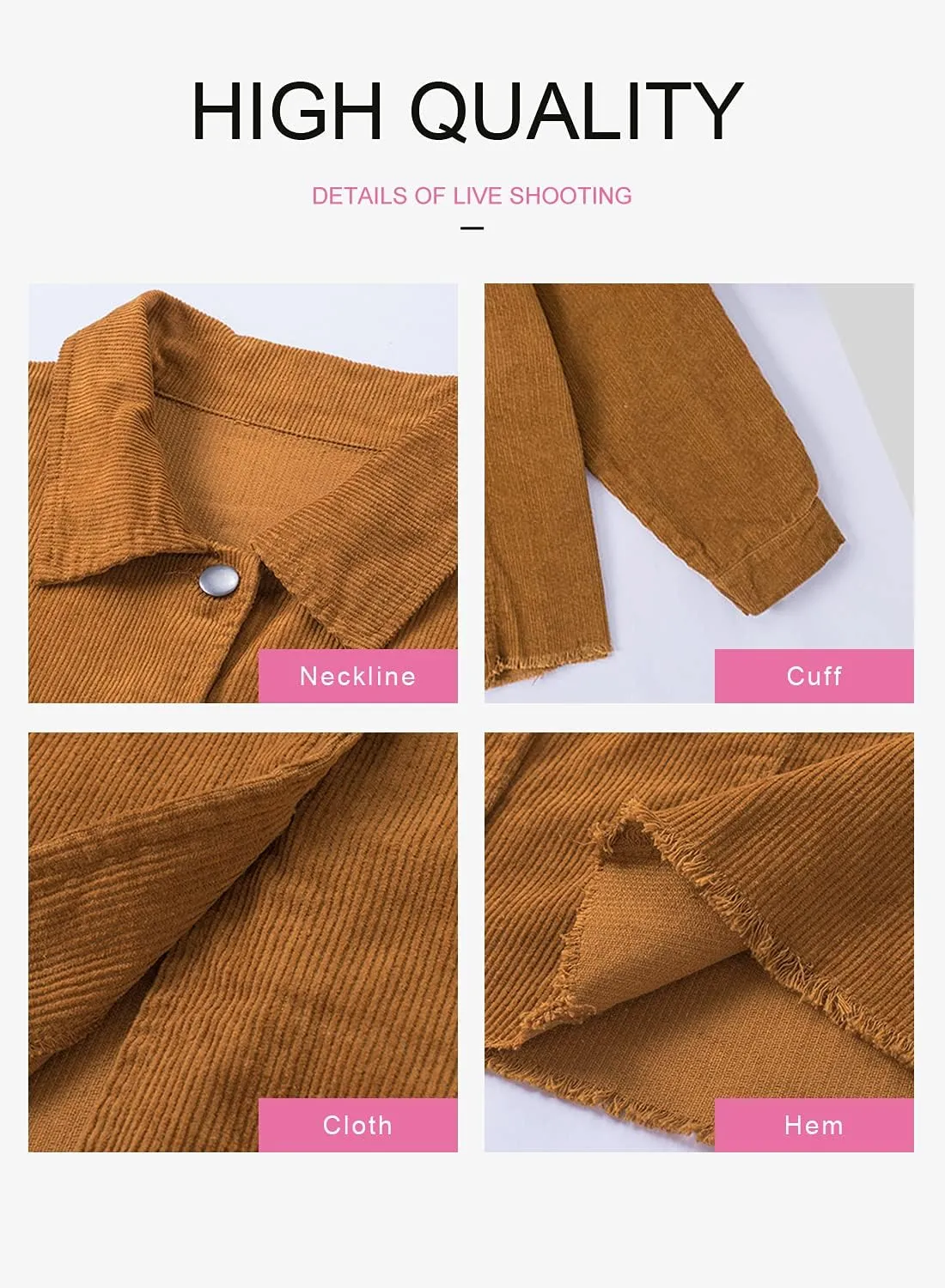 Dokotoo Womens Corduroy Jackets Button Down Long Sleeve Casual Shacket Coats Outwear