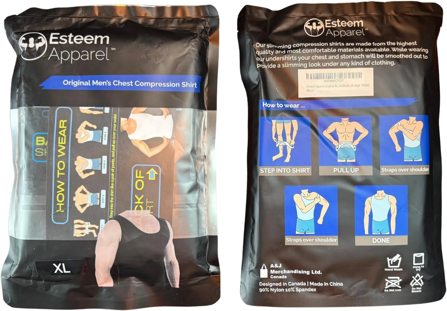 Esteem Apparel Original Men's Chest Compression Shirt to Hide Gynecomastia Moobs Shapewear