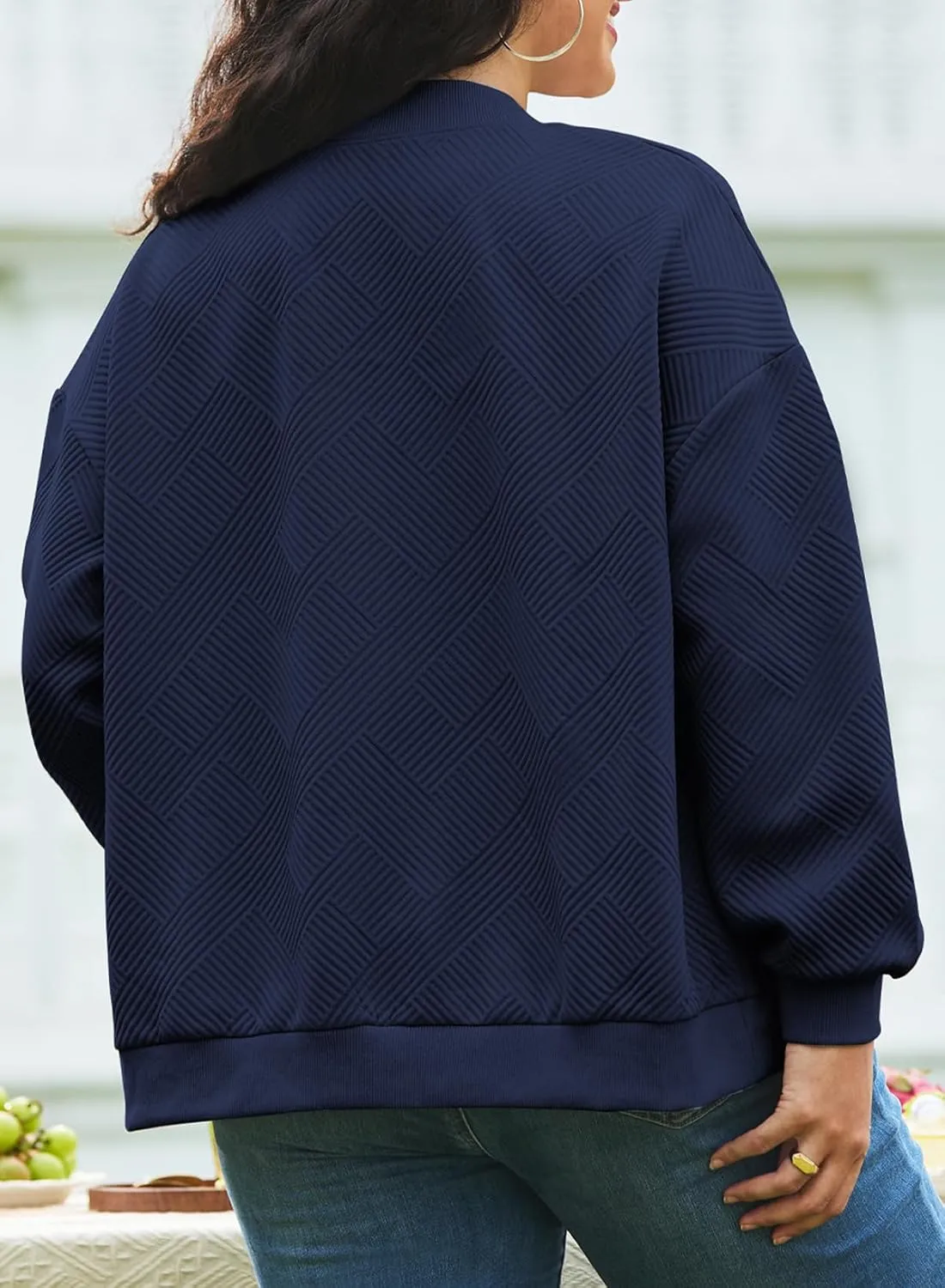 Eytino Womens Plus Size Jackets Long Sleeve Full Zip Casual Lightweight Fall Jacket(1X-5X)