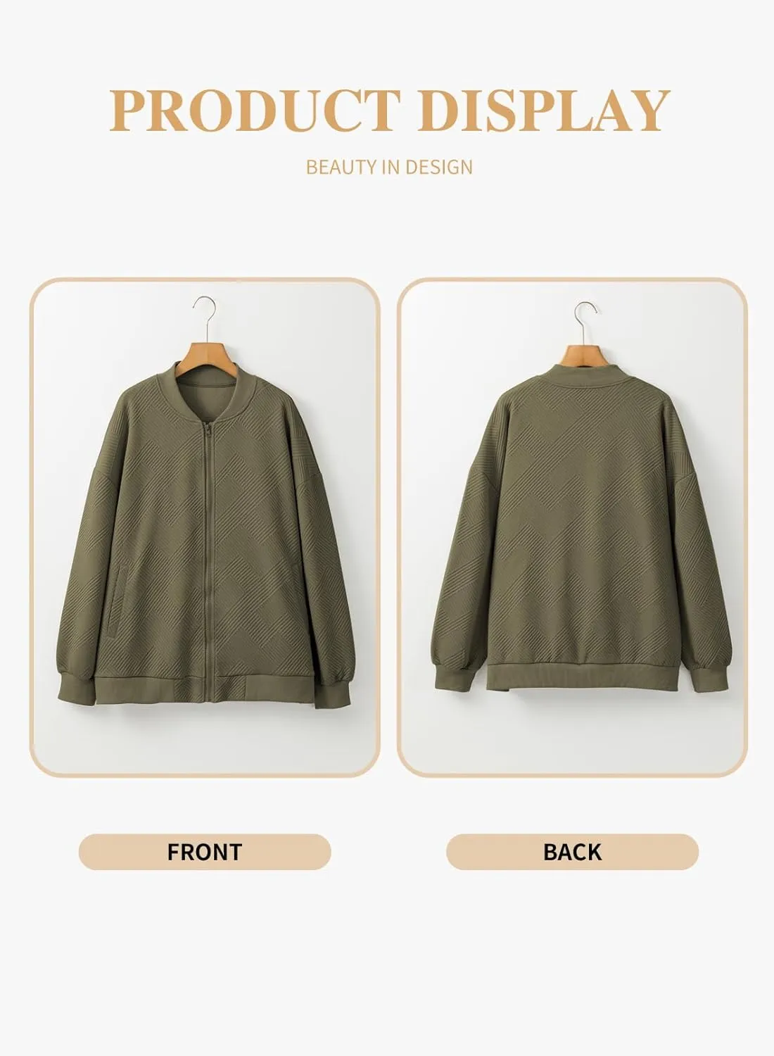 Eytino Womens Plus Size Jackets Long Sleeve Full Zip Casual Lightweight Fall Jacket(1X-5X)