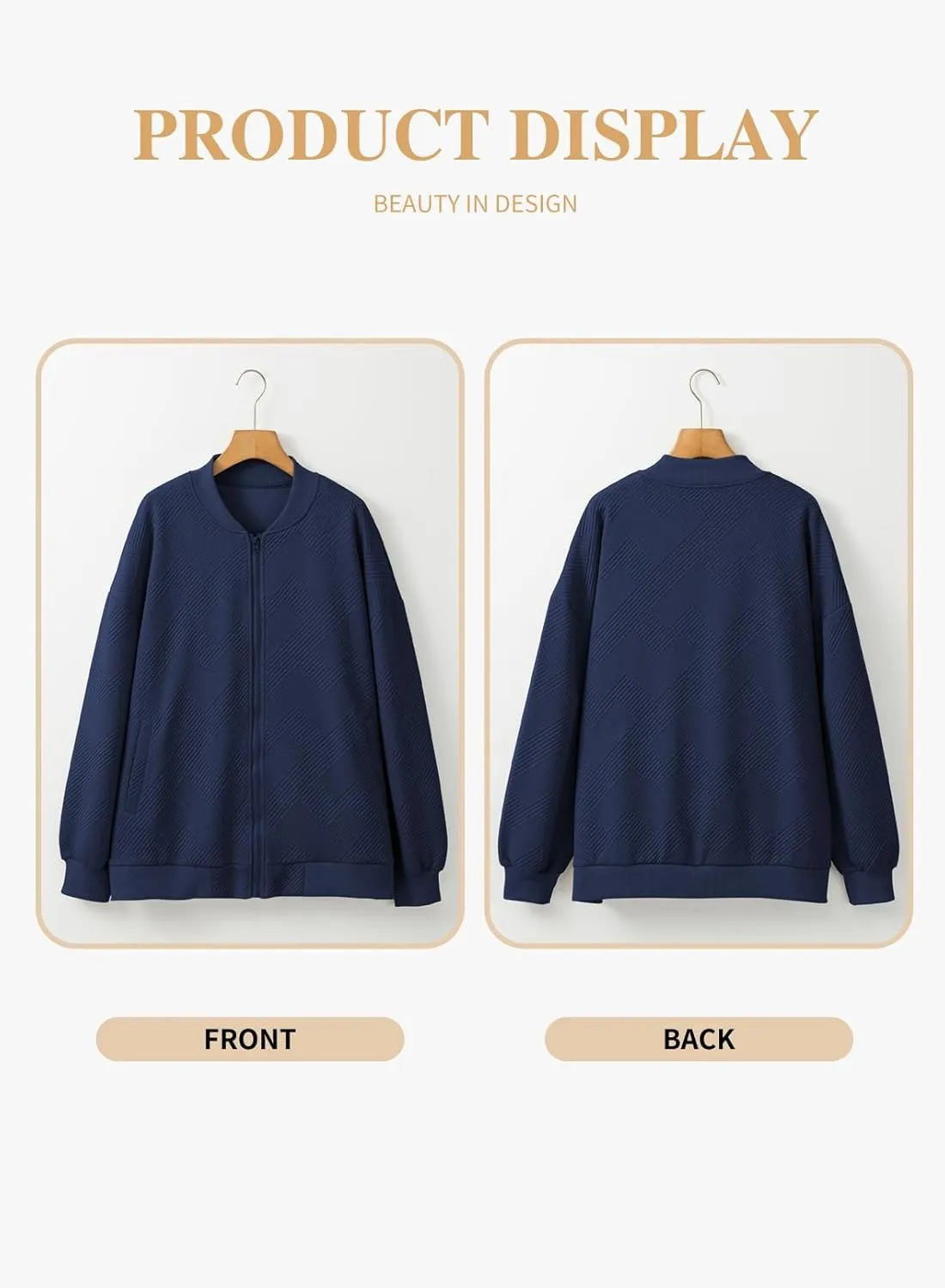 Eytino Womens Plus Size Jackets Long Sleeve Full Zip Casual Lightweight Fall Jacket(1X-5X)