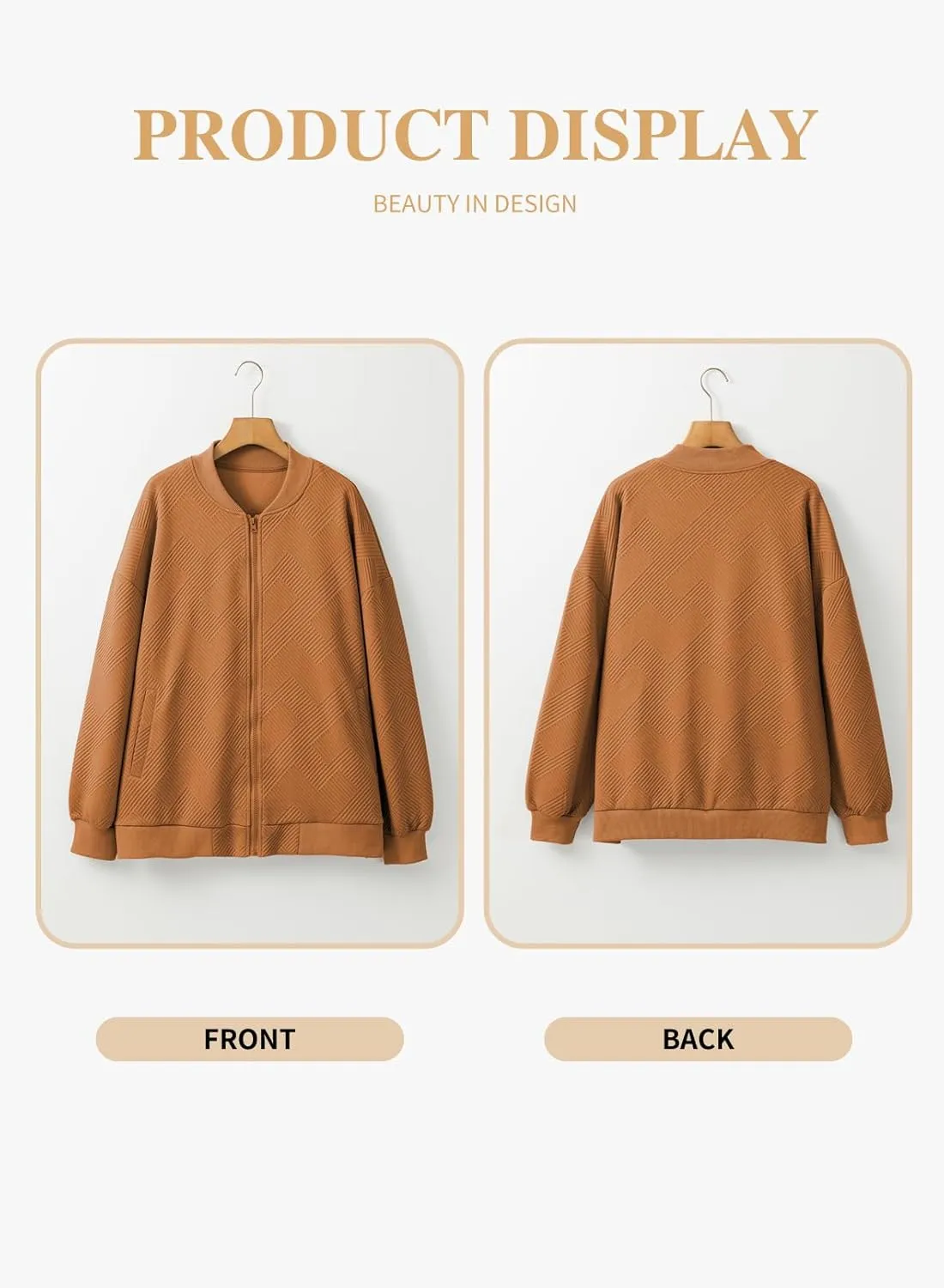 Eytino Womens Plus Size Jackets Long Sleeve Full Zip Casual Lightweight Fall Jacket(1X-5X)