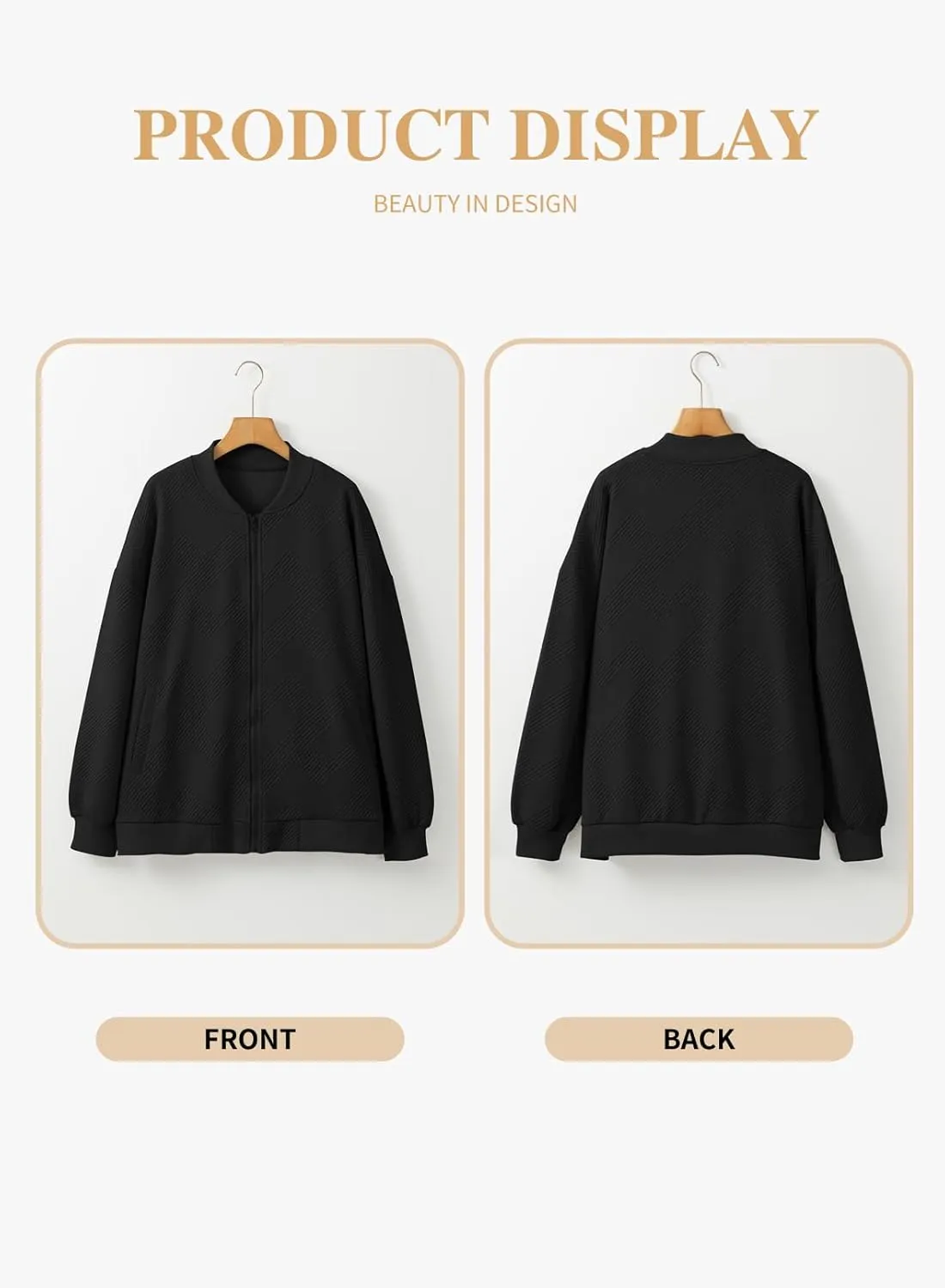 Eytino Womens Plus Size Jackets Long Sleeve Full Zip Casual Lightweight Fall Jacket(1X-5X)