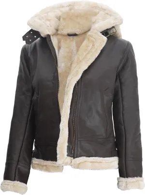 fjackets Womens Shearling Jacket - Real Lambskin Dark Brown Leather Jackets | [1309337] Mari, 3XL