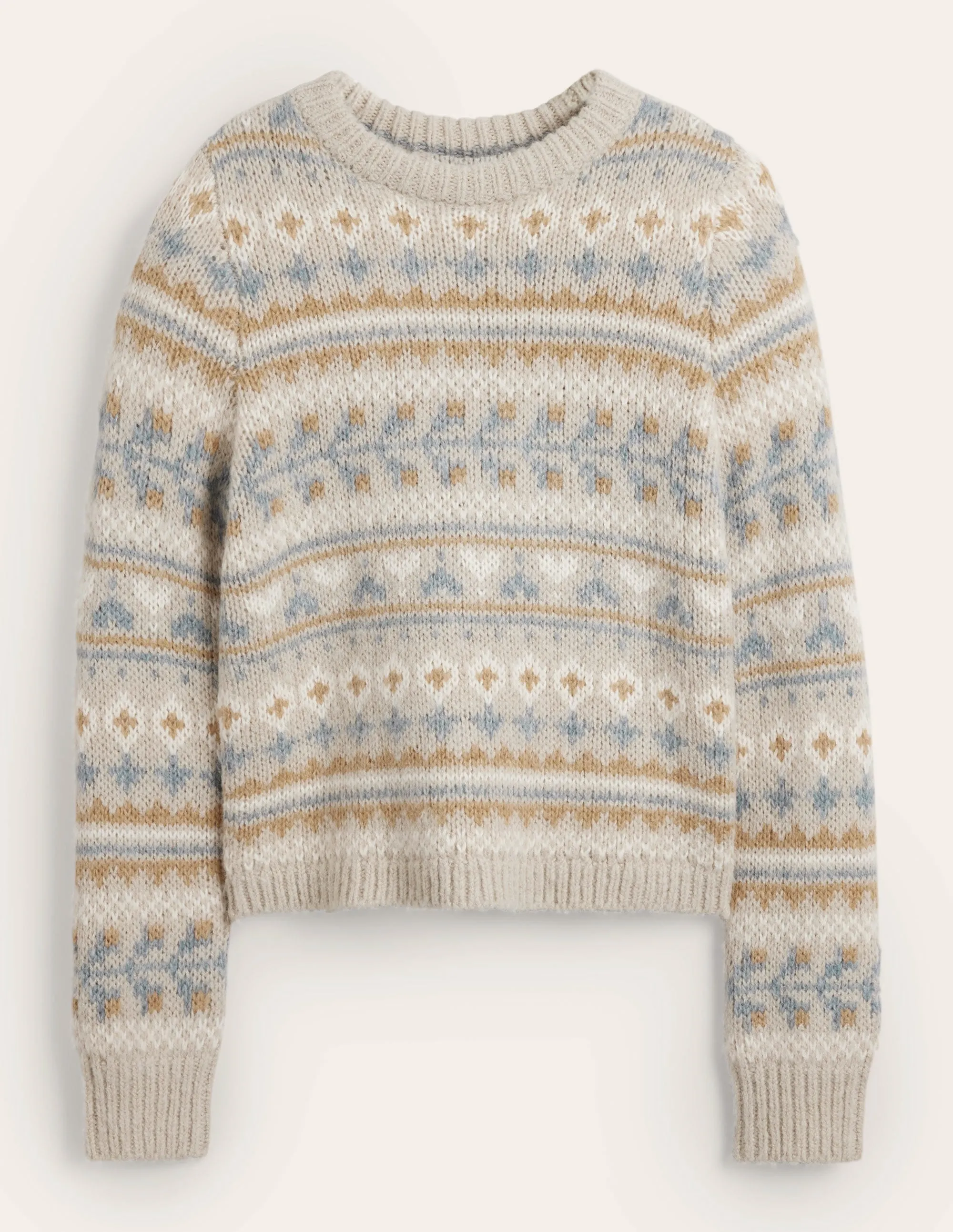 Fluffy Fair Isle Jumper-Oatmeal Melange Fairisle