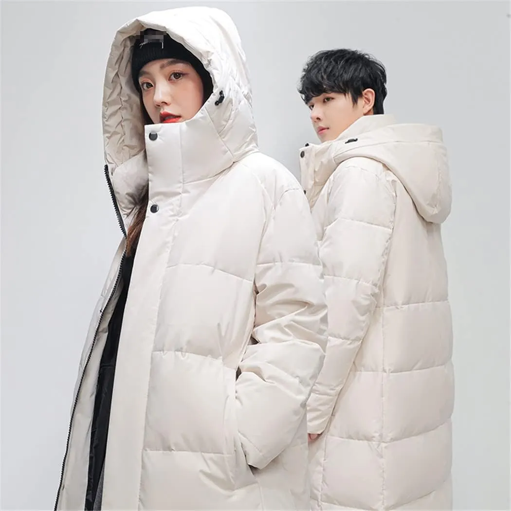 Haitpant Winter Long Jacket Men Women Couples Warm Korean Cotton Padded Coats Hooded Parkas Windbreaker