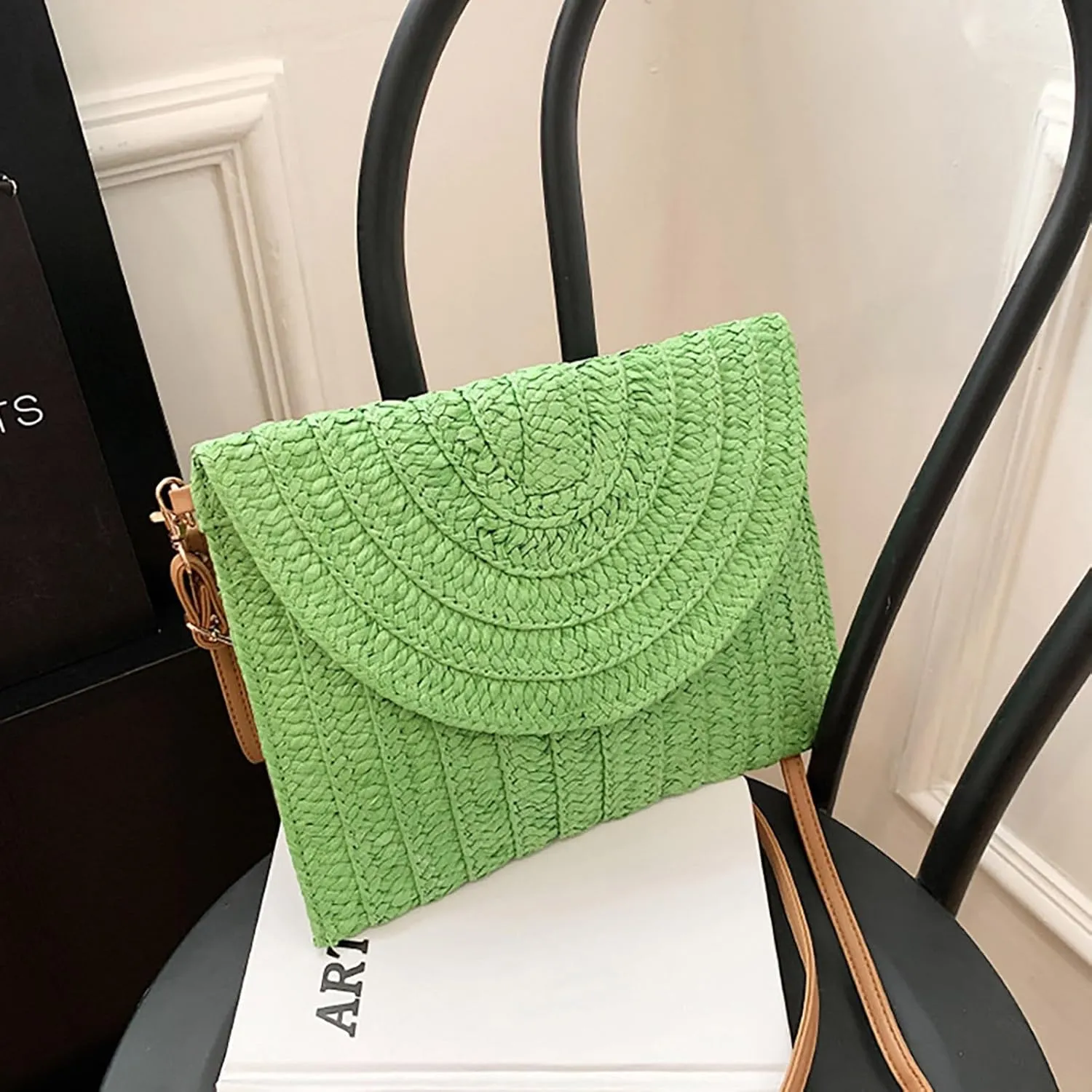 Handheld Bag Single Shoulder Crossbody Paper Debate Bag Casual Woven Women's Bag All Purpose Bag