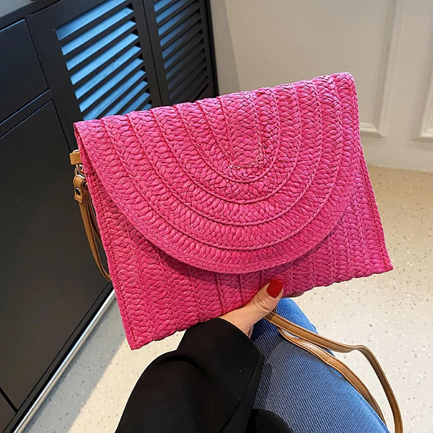 Handheld Bag Single Shoulder Crossbody Paper Debate Bag Casual Woven Women's Bag All Purpose Bag