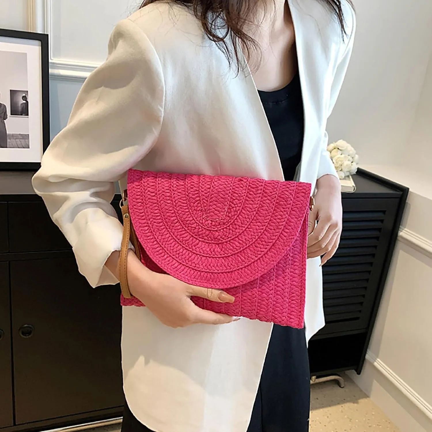 Handheld Bag Single Shoulder Crossbody Paper Debate Bag Casual Woven Women's Bag All Purpose Bag