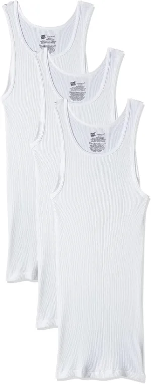 Hanes Men's Tall Tagless ComfortSoft Tank Undershirt (3 Pack) (White, XX-Large Tall 50"-52" Chest)