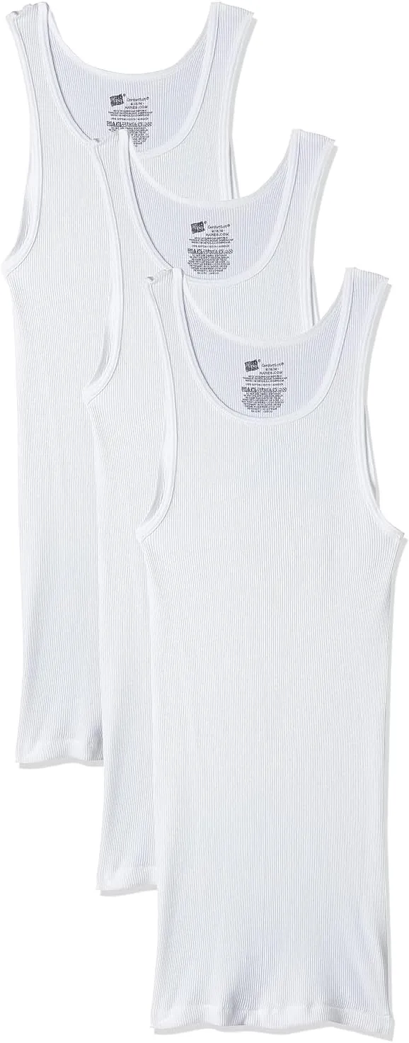 Hanes Men's Tall Tagless ComfortSoft Tank Undershirt (3 Pack) (White, XX-Large Tall 50"-52" Chest)