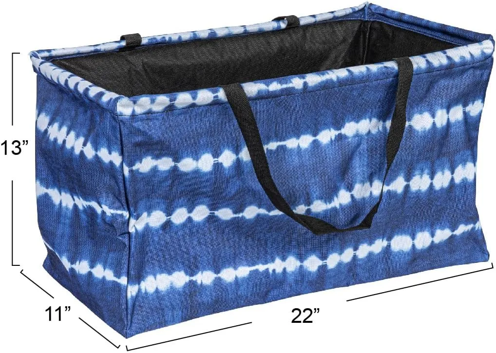 Household Essentials Krush Container All-Purpose Utility Tote, Water-Resistant Vinyl Lining, Tie Dye