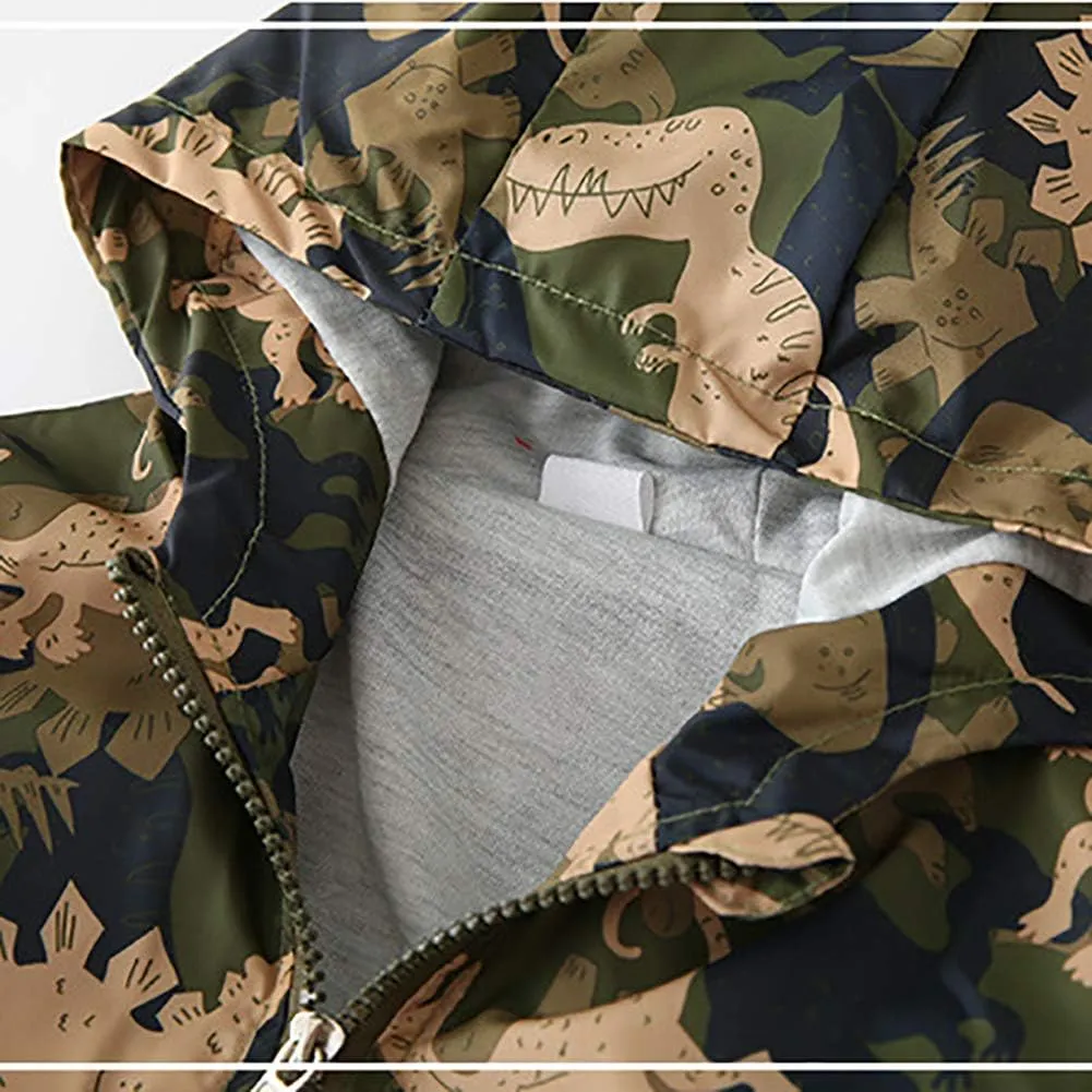 IBTOM CASTLE Baby Unisex Girl Boy Windbreaker Jacket Cartoon Print Hooded Zip Up Lightweight Coat Windproof Outwear