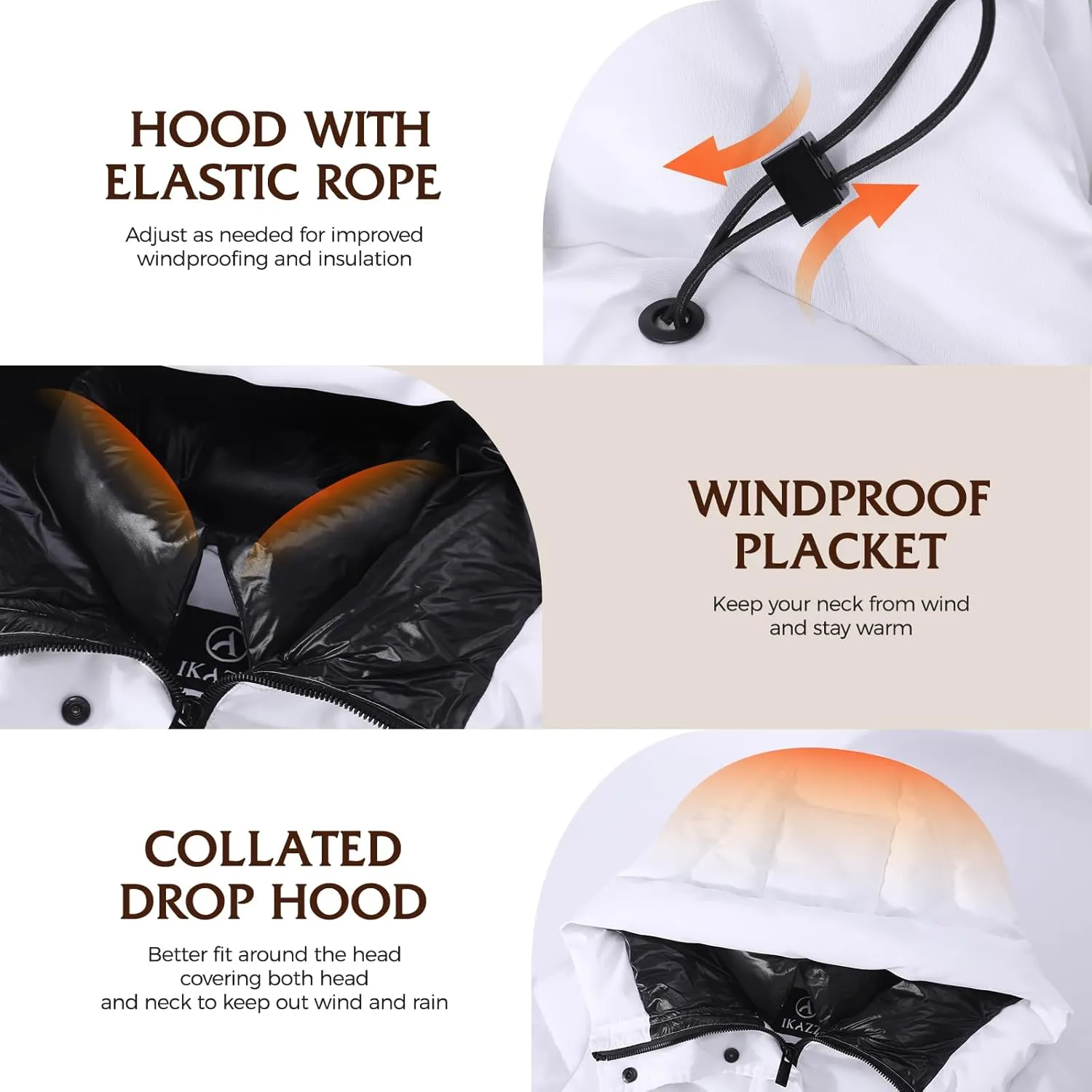IKAZZ Women's Winter Coats, Thickened Warm Insulated Vegan Down Long Parka Jacket with Hood