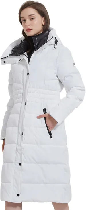IKAZZ Women's Winter Coats, Thickened Warm Insulated Vegan Down Long Parka Jacket with Hood