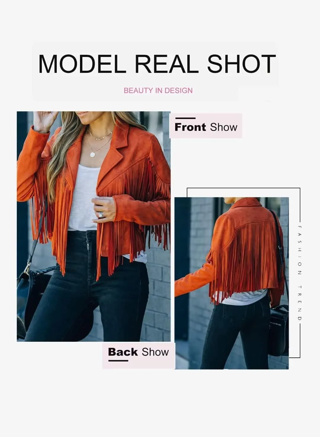 LAFOURAM Womens Fringe Jacket Faux Leather Suede Crop Tops Western Cowgirl Outfit