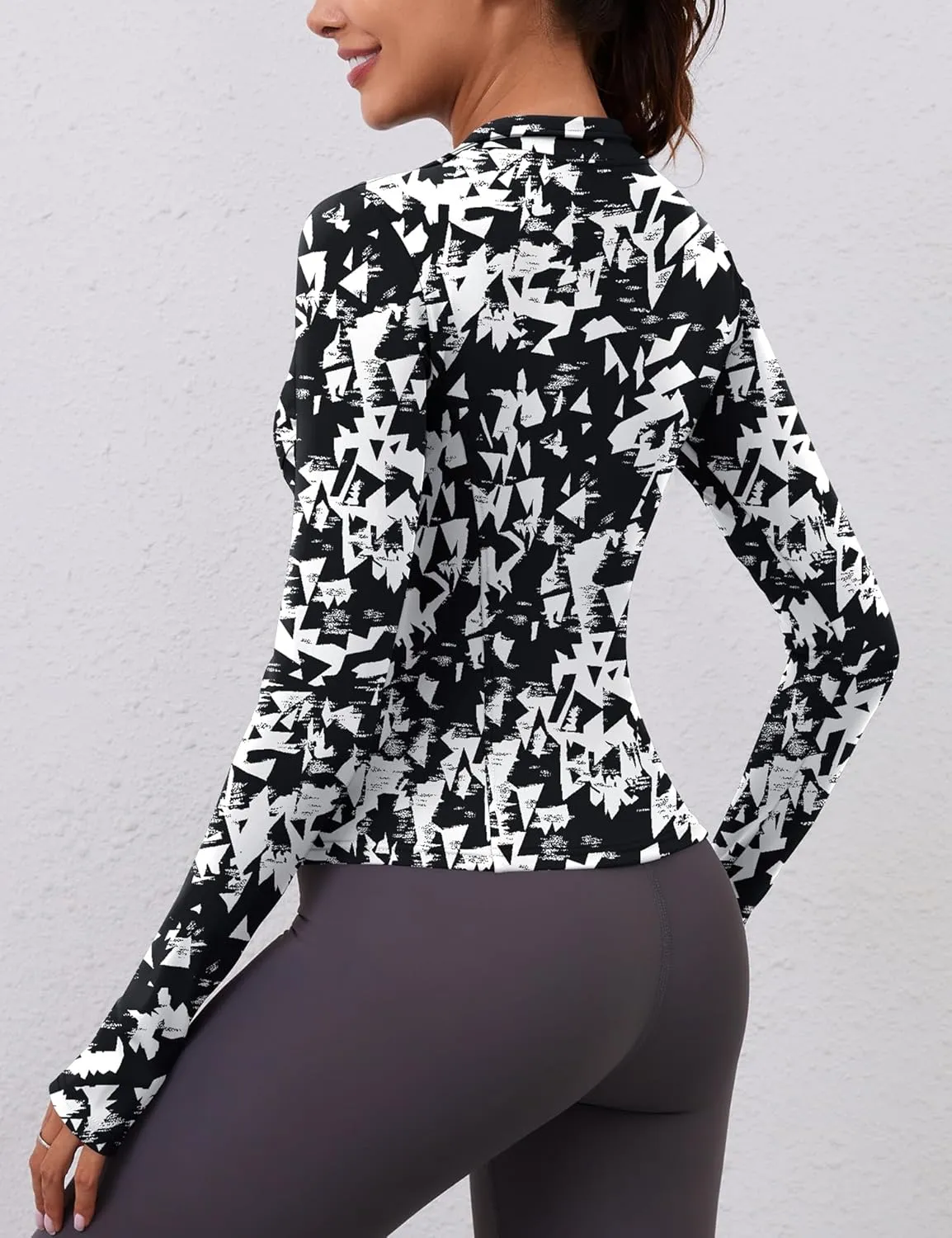 LOMON Womens Long Sleeve Workout Tops Quick Dry Quarter Zip Pullover Crop Yoga Athletic Slim Fit Shirts