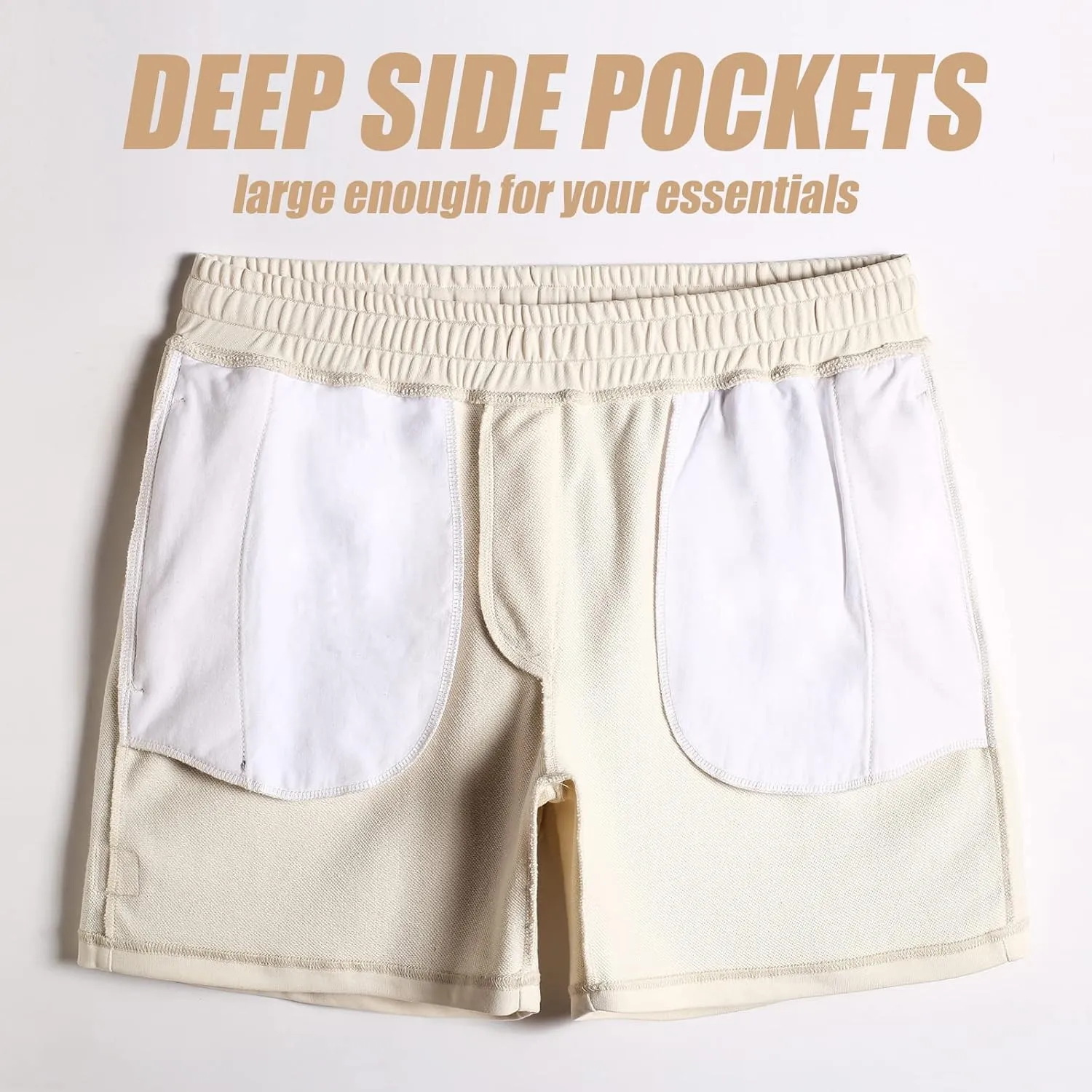 maamgic Mens Athletic Gym Shorts 5.5" Elastic Waist Casual Pajama Pocket Jogger Men Workout Short Pants