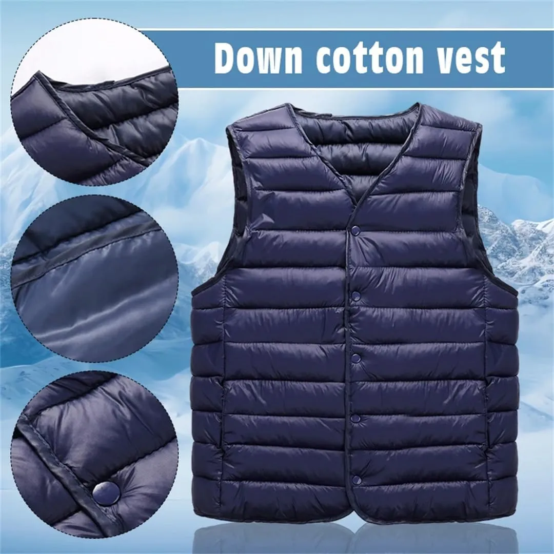 Men Winter Coat Warm Sleeveless Jacket Lightweight Vest Coat Windproof Cotton Padded Waistcoat