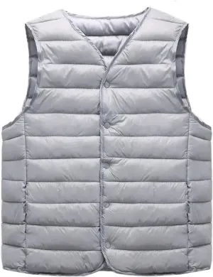 Men Winter Coat Warm Sleeveless Jacket Lightweight Vest Coat Windproof Cotton Padded Waistcoat
