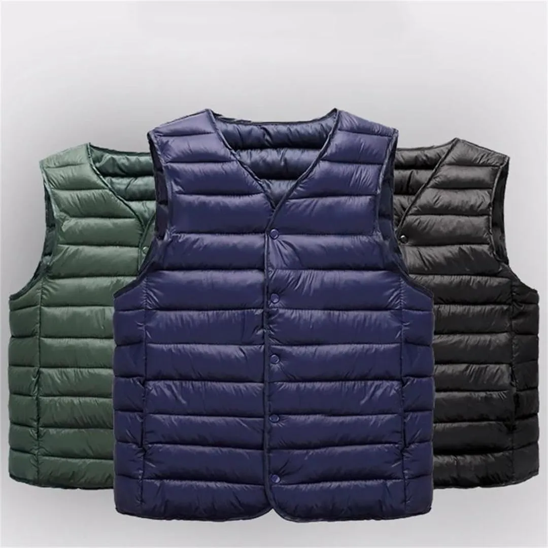 Men Winter Coat Warm Sleeveless Jacket Lightweight Vest Coat Windproof Cotton Padded Waistcoat