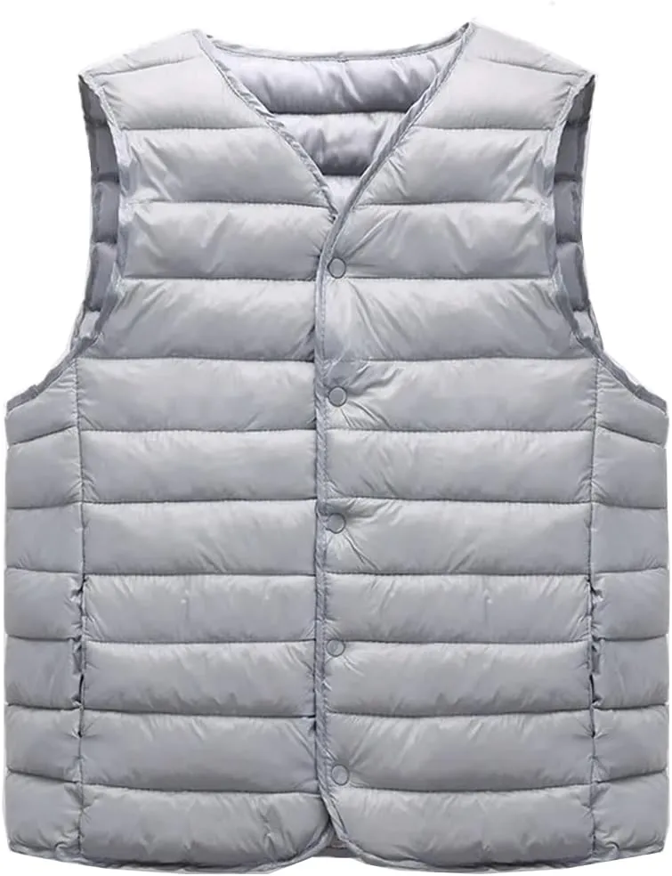 Men Winter Coat Warm Sleeveless Jacket Lightweight Vest Coat Windproof Cotton Padded Waistcoat