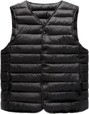 Men Winter Down Vest Lightweight Packable Sleeveless Padded Warm Cotton-Padded Windproof Waistcoat Coat