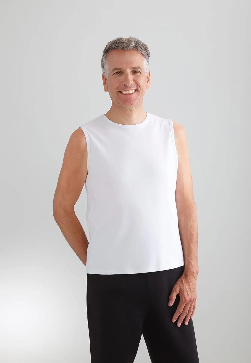 Mens Adaptive Cotton Sleeveless Undershirt - 3 Pack