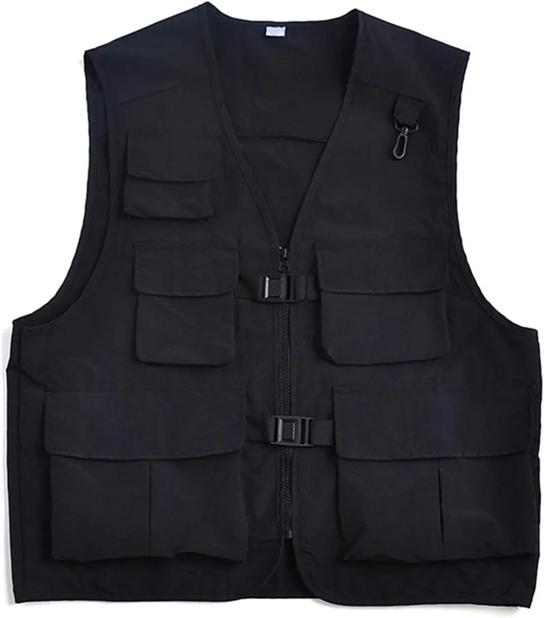 Men's Sleeveless V Neck Cargo Jacket Sport Zip up Streetwear Casual Motorcycle Vest Jacket with Pockets Lightweight