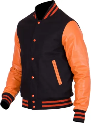 Mens Varsity Letterman Baseball Bomber Jacket | Casual Fashion Wool & Faux Leather College/High School Jackets