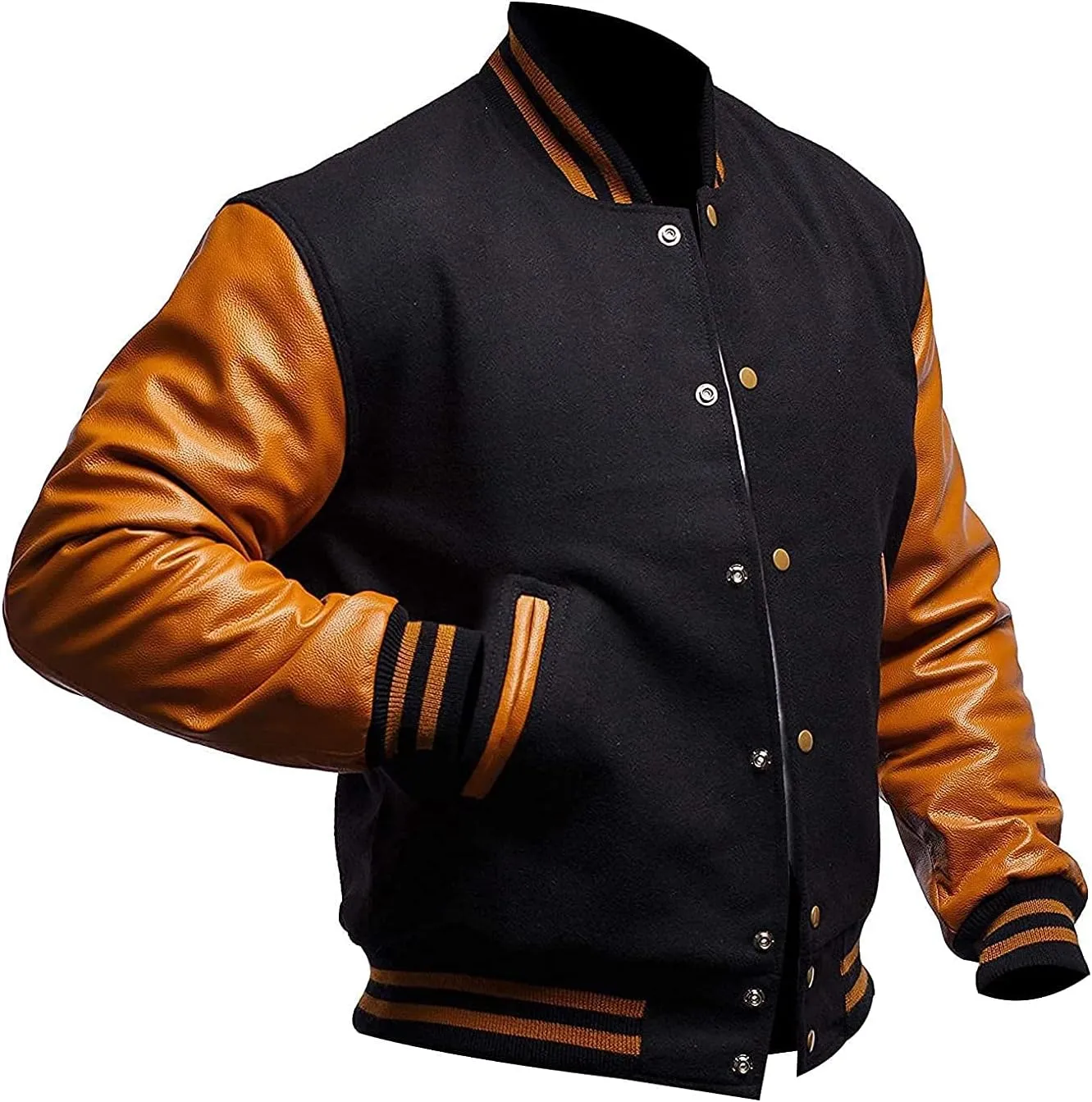 Mens Varsity Letterman Baseball Bomber Jacket | Casual Fashion Wool & Faux Leather College/High School Jackets