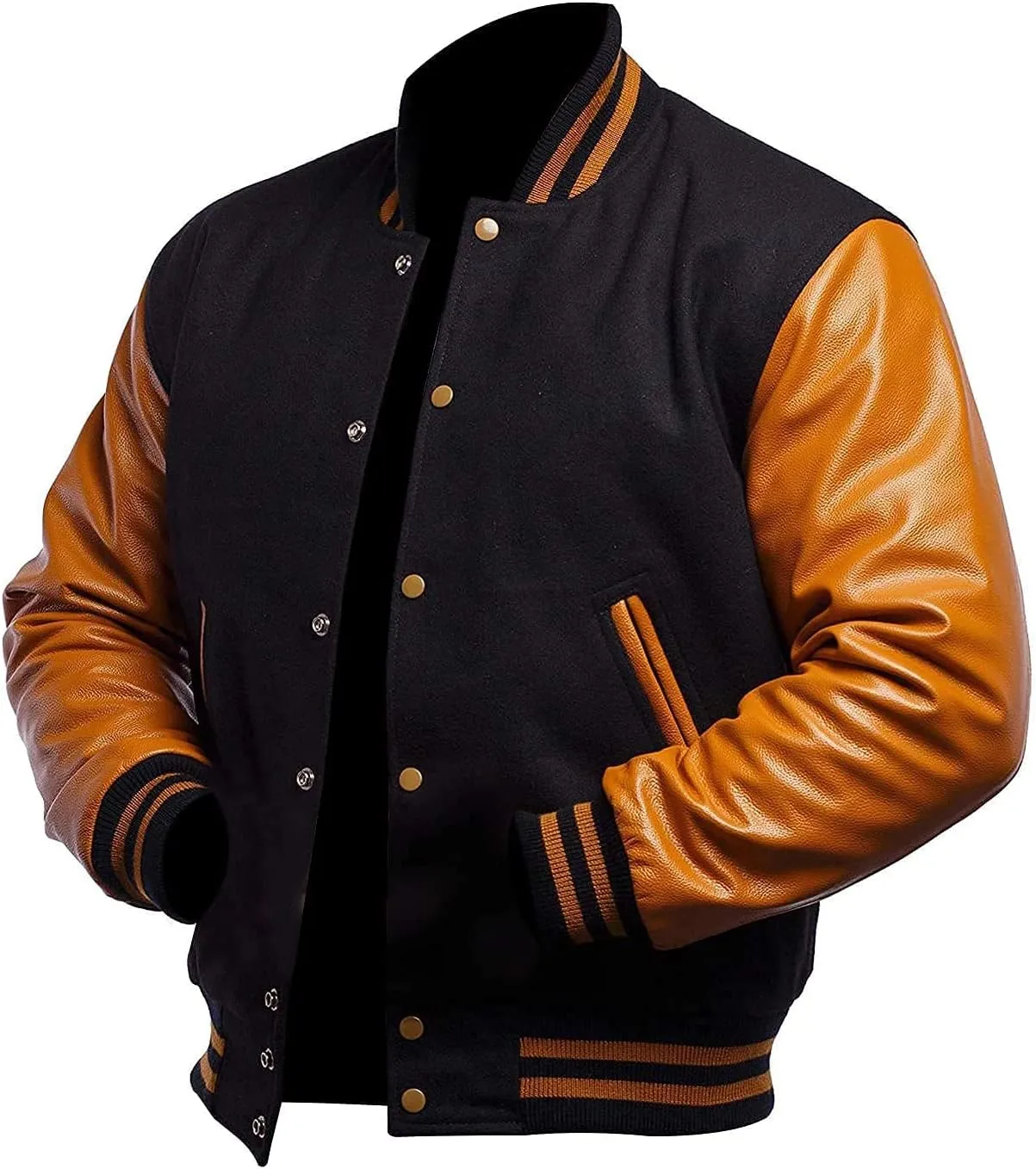 Mens Varsity Letterman Baseball Bomber Jacket | Casual Fashion Wool & Faux Leather College/High School Jackets