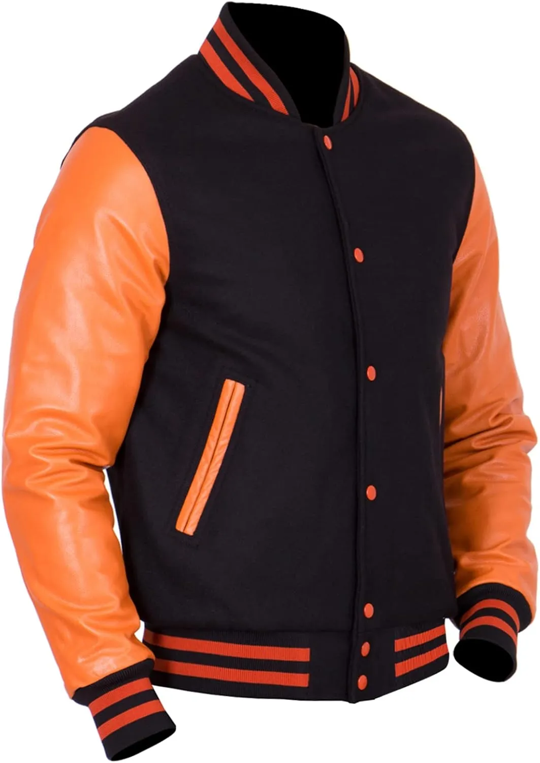 Mens Varsity Letterman Baseball Bomber Jacket | Casual Fashion Wool & Faux Leather College/High School Jackets