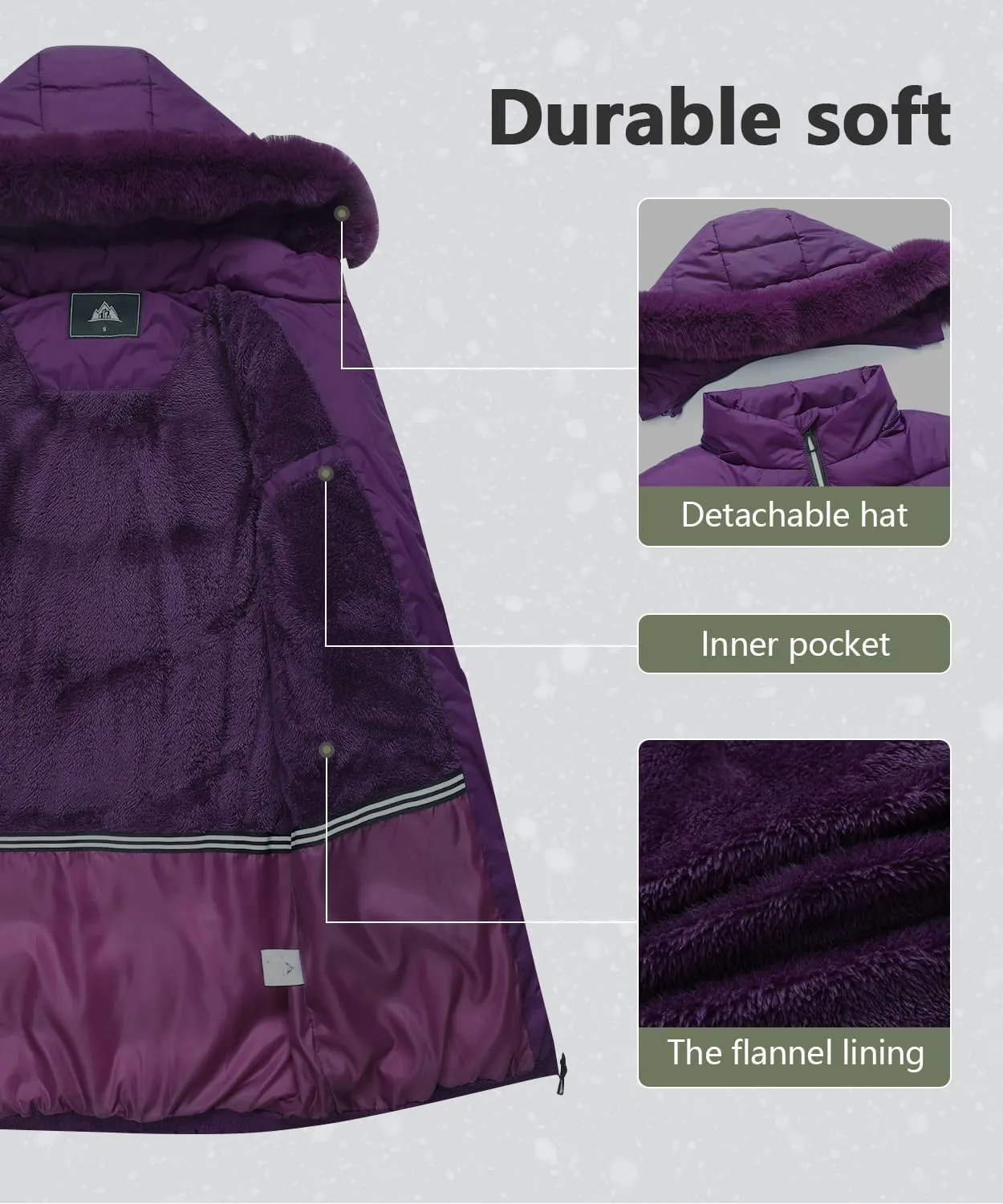 MOERDENG Women's Winter Windproof Warm Down Coats Waterproof Thicken Hooded fashions Puffer Jacket