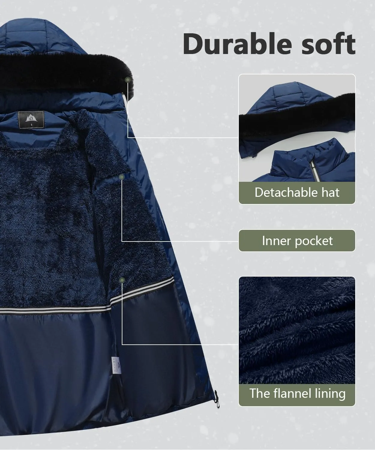 MOERDENG Women's Winter Windproof Warm Down Coats Waterproof Thicken Hooded fashions Puffer Jacket