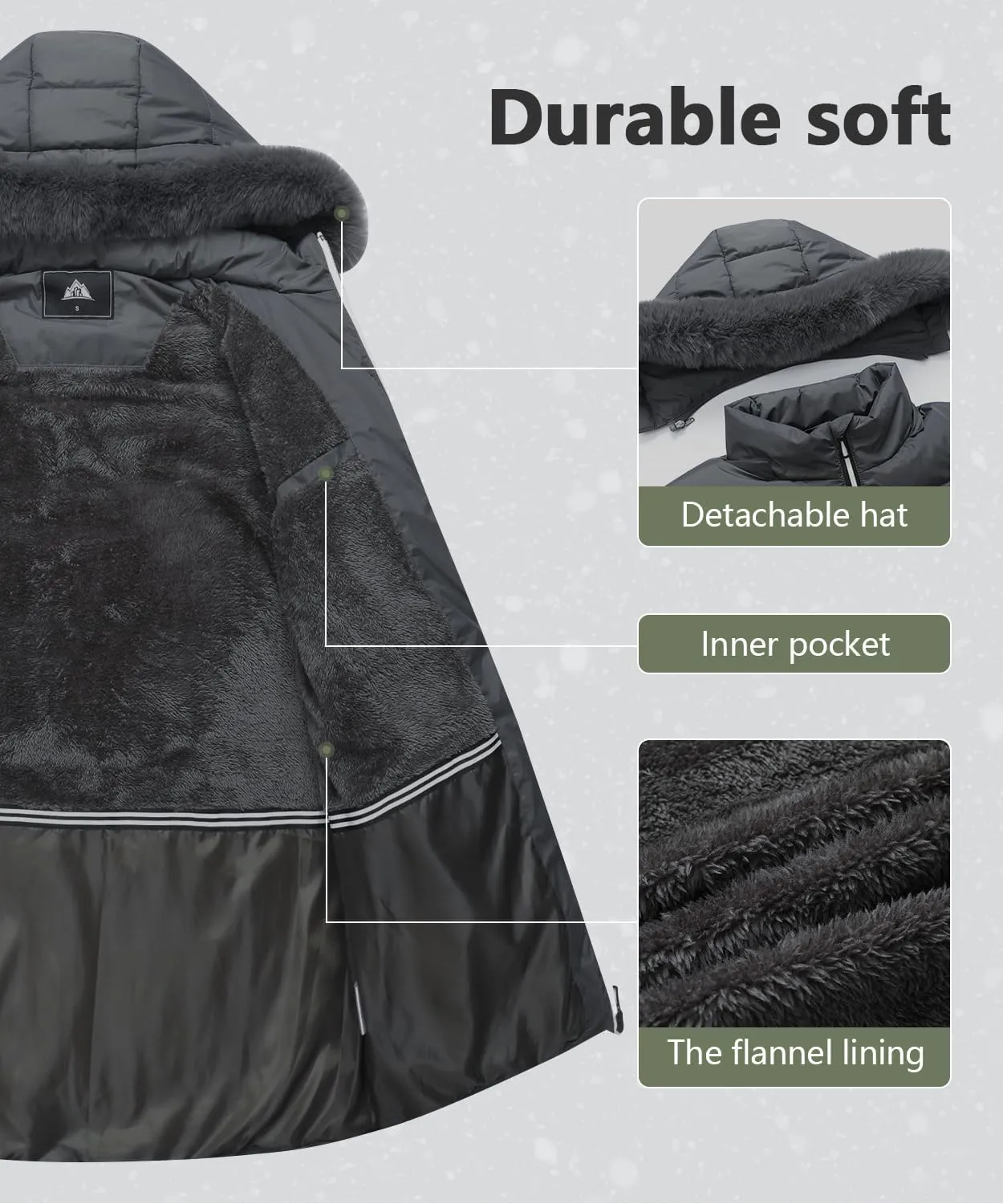 MOERDENG Women's Winter Windproof Warm Down Coats Waterproof Thicken Hooded fashions Puffer Jacket
